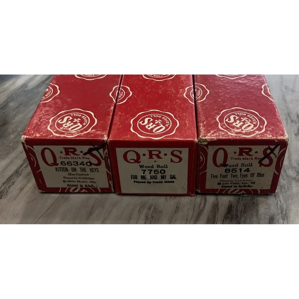 Vintage QRS Player Piano Word Rolls Lot of 14 All Original Boxes Labeled As Is